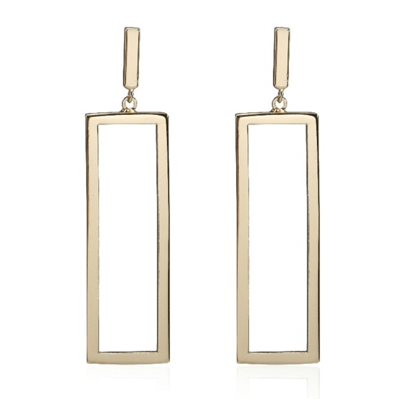NEW Metal Frame Drop Earrings, Gold/Silver - Picture 2 of 6